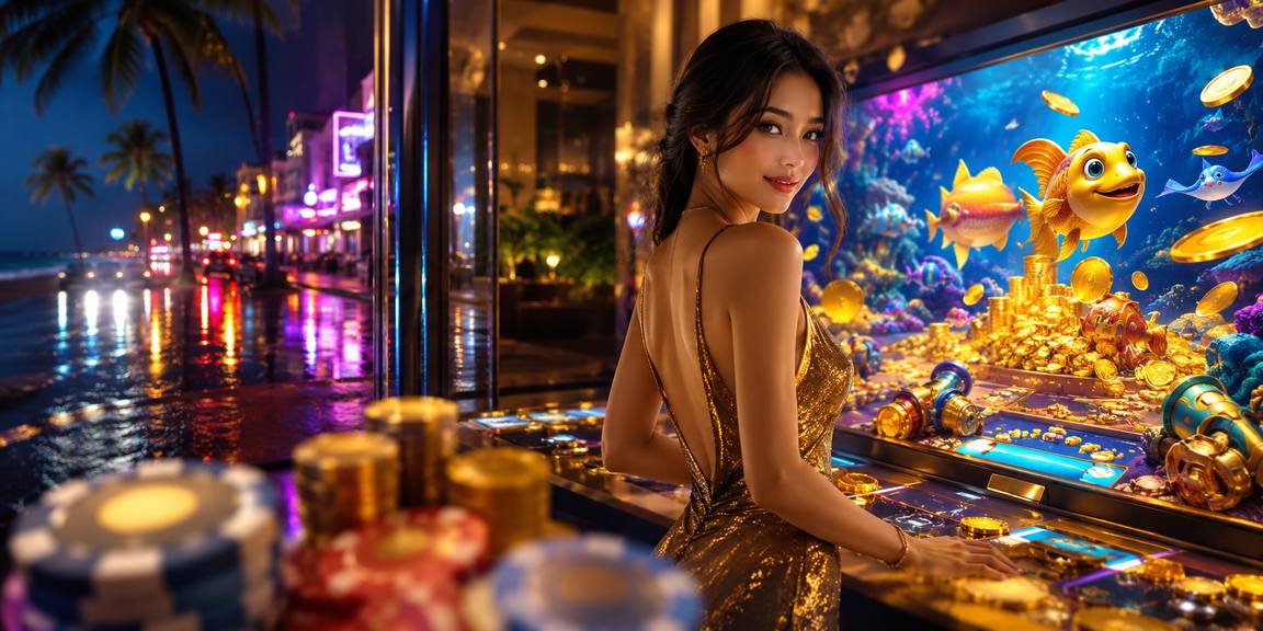 Màn hình trò chơi bắn cá điện tử neon — hình ảnh sân chơi giải trí trực tuyến Việt Nam